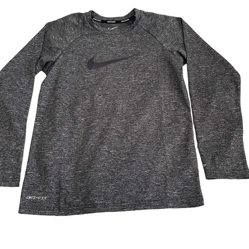 NWOT! Nike Swim Heather Gray UPF 40+ Dri-Fit Long Sleeve Shirt - Youth M